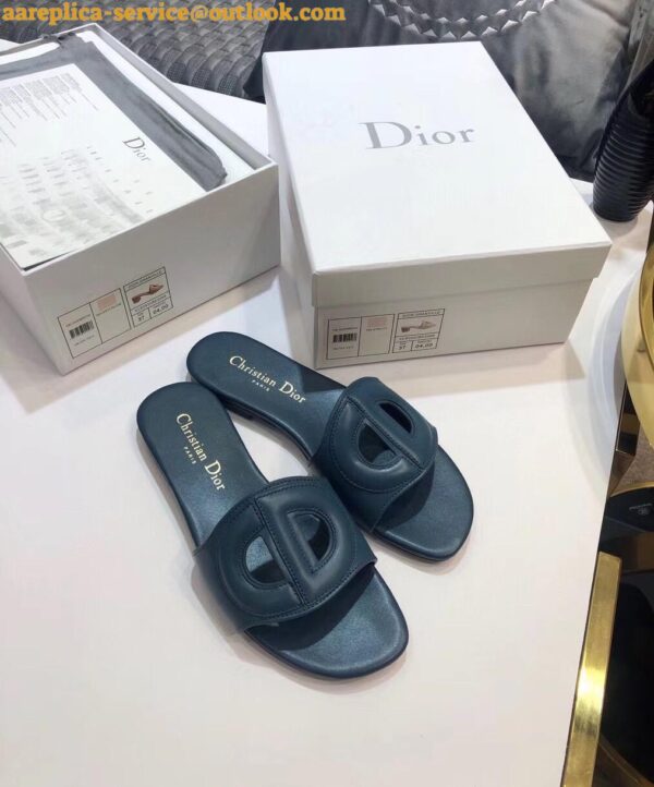 Replica Dior Women's D-Club Slides In Blue Calfskin 8