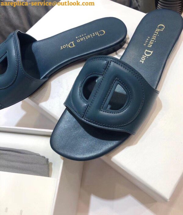 Replica Dior Women's D-Club Slides In Blue Calfskin 8