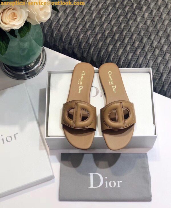 Replica Dior Women's D-Club Slides In Brown Calfskin 5
