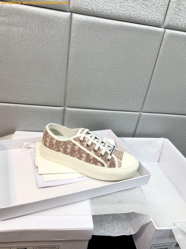 Replica Dior Walk'n'Dior Sneakers In Nude Oblique Embroidered Cotton 6