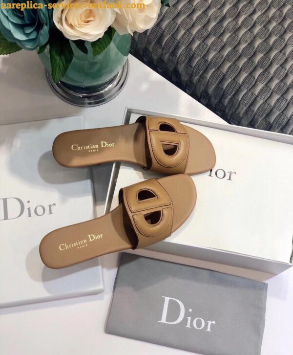 Replica Dior Women's D-Club Slides In Brown Calfskin 6