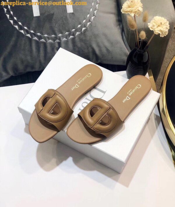 Replica Dior Women's D-Club Slides In Brown Calfskin 8
