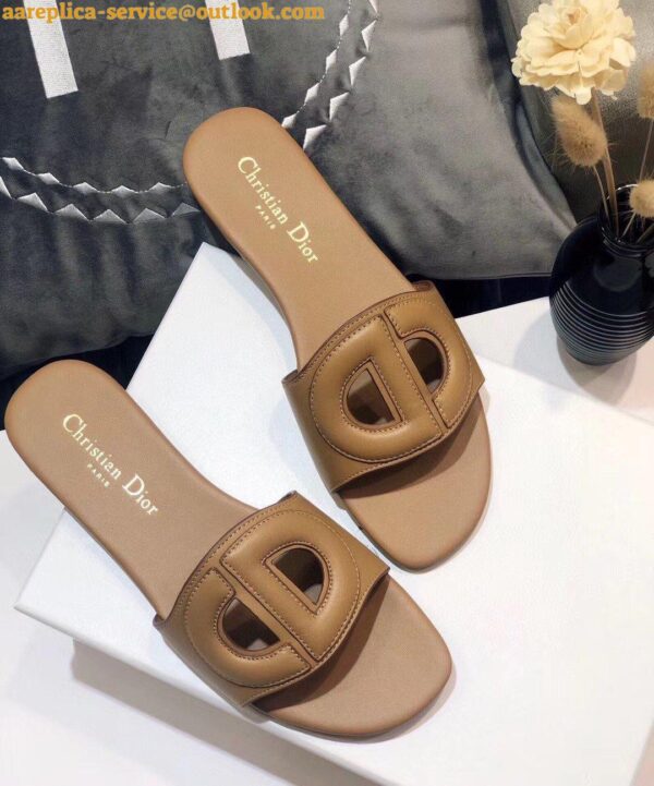 Replica Dior Women's D-Club Slides In Brown Calfskin 10