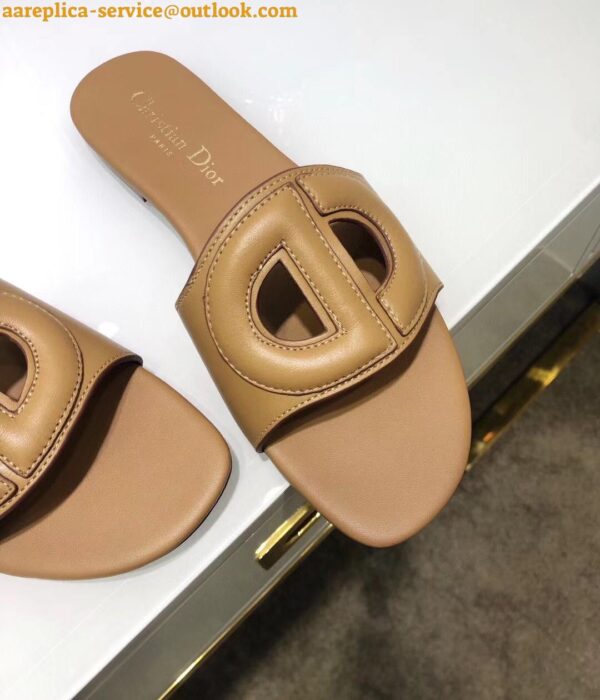 Replica Dior Women's D-Club Slides In Brown Calfskin 11