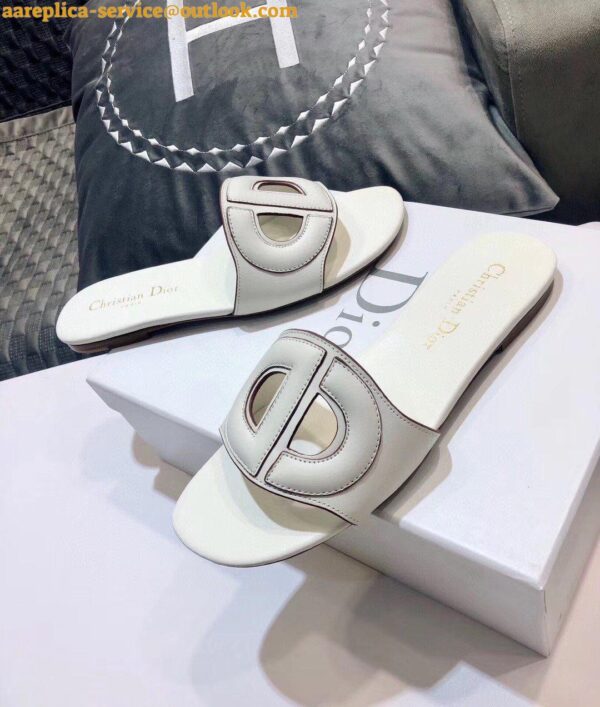 Replica Dior Women's D-Club Slides In White Calfskin 5