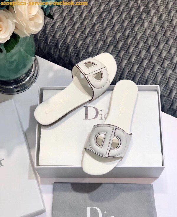 Replica Dior Women's D-Club Slides In White Calfskin 6