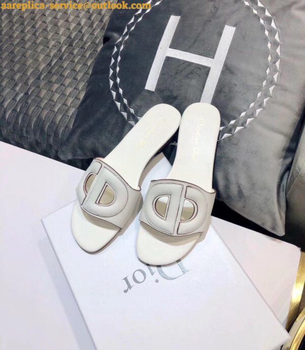 Replica Dior Women's D-Club Slides In White Calfskin 8