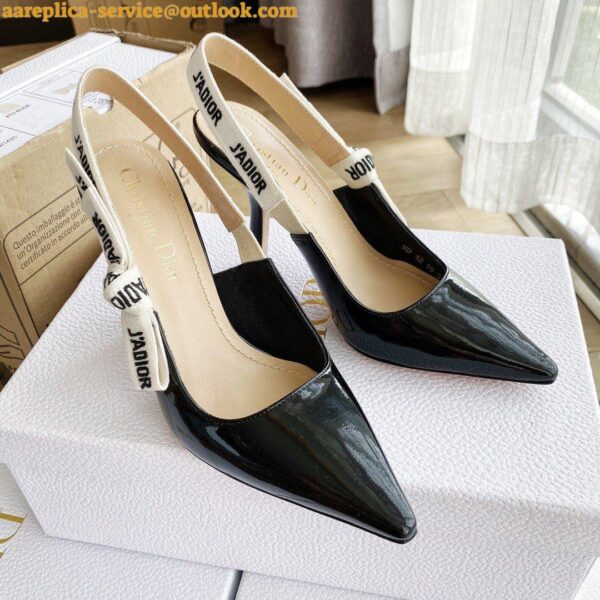 Replica Dior J'Adior Slingback Pumps 100mm In Black Patent Calfskin 7