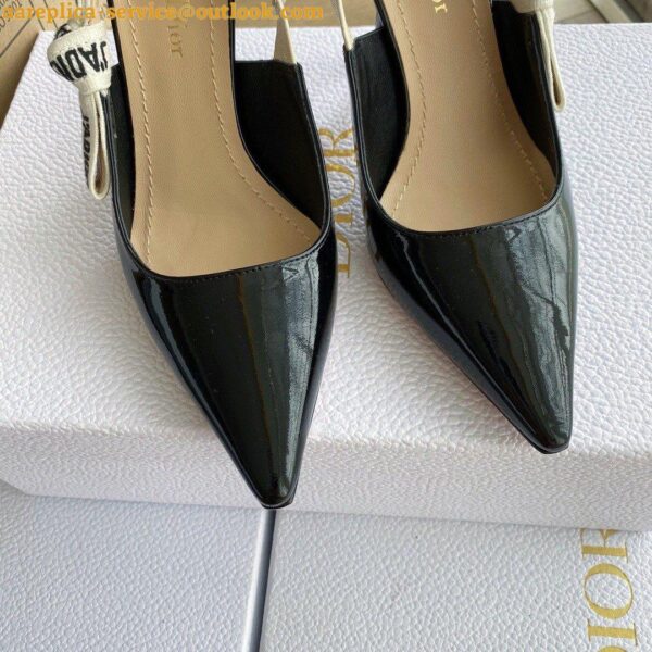 Replica Dior J'Adior Slingback Pumps 100mm In Black Patent Calfskin 8