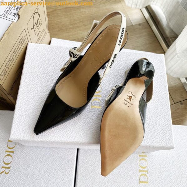 Replica Dior J'Adior Slingback Pumps 100mm In Black Patent Calfskin 11