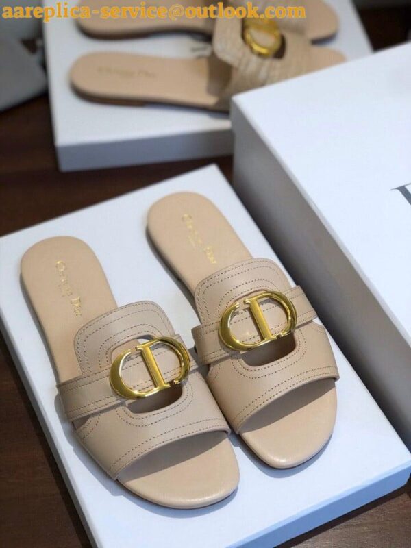 Replica Dior 30 Montaigne Slides In Beige Calfskin 5