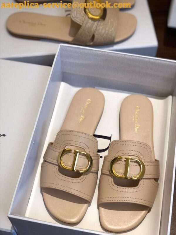 Replica Dior 30 Montaigne Slides In Beige Calfskin 6