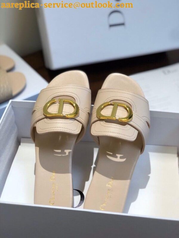 Replica Dior 30 Montaigne Slides In Beige Calfskin 7