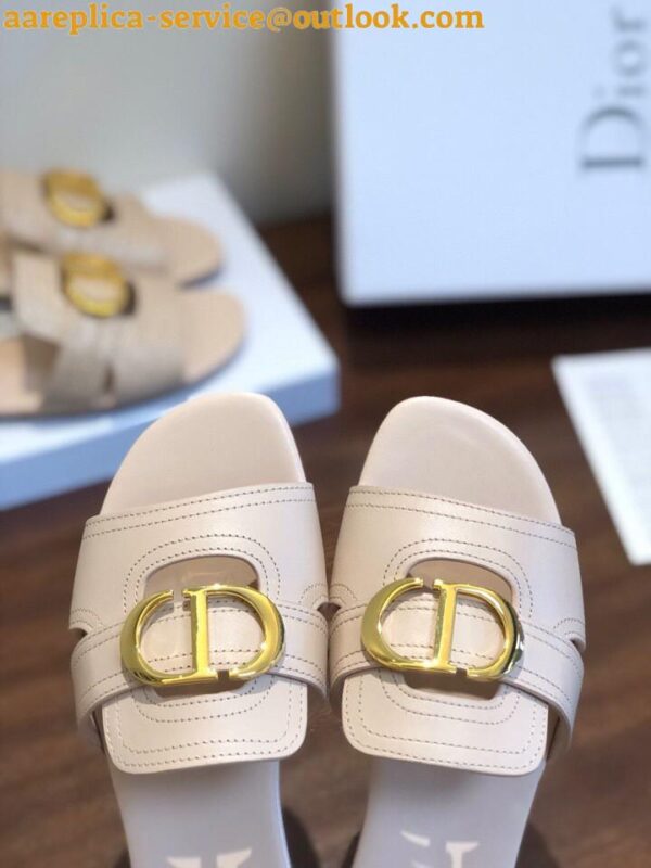 Replica Dior 30 Montaigne Slides In Beige Calfskin 9