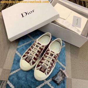 Replica Dior Walk'n'Dior Sneakers In Red Oblique Embroidered Cotton 2