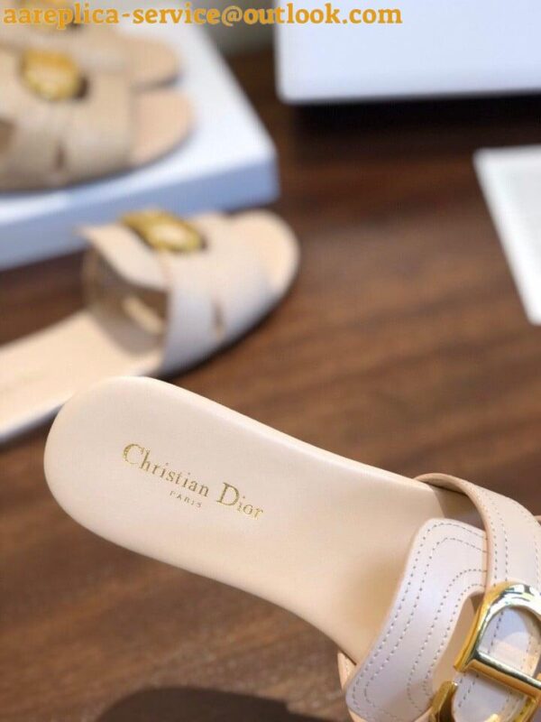 Replica Dior 30 Montaigne Slides In Beige Calfskin 10