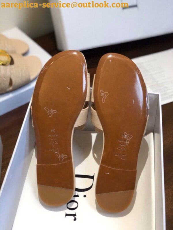 Replica Dior 30 Montaigne Slides In Beige Calfskin 11