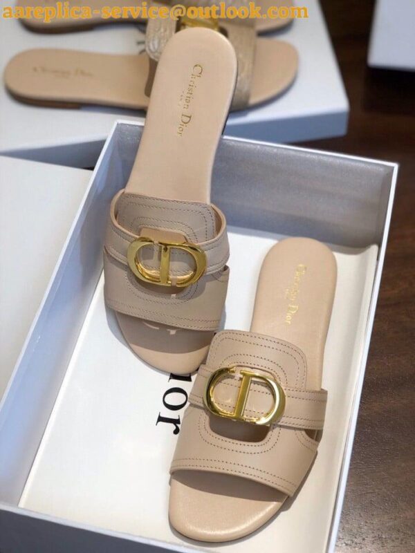 Replica Dior 30 Montaigne Slides In Beige Calfskin 12