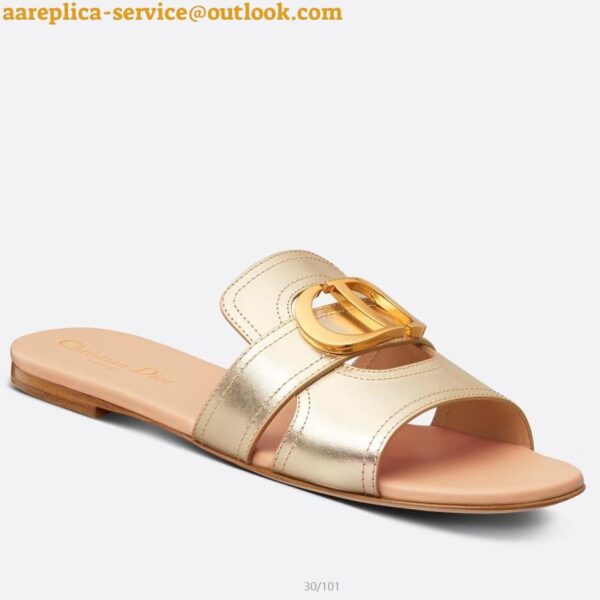 Replica Dior 30 Montaigne Slides In Gold Metallic Calfskin 3