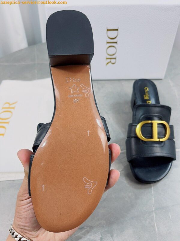 Replica Dior 30 Montaigne Heeled Slides In Black Calfskin 23