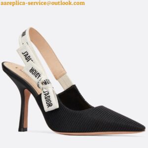 Replica Dior J'Adior Slingback Pumps 100mm In Black Technical Fabric