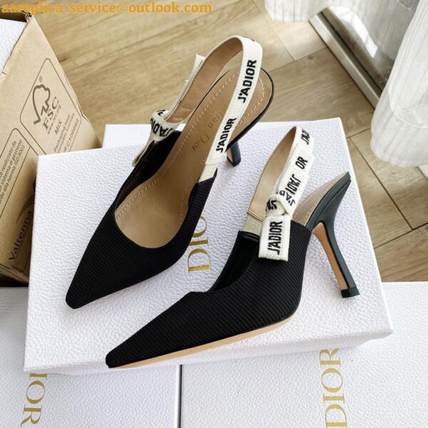 Replica Dior J'Adior Slingback Pumps 100mm In Black Technical Fabric 5