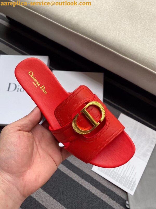 Replica Dior 30 Montaigne Slides In Red Calfskin 5