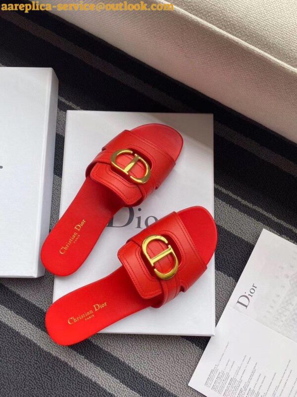 Replica Dior 30 Montaigne Slides In Red Calfskin 6