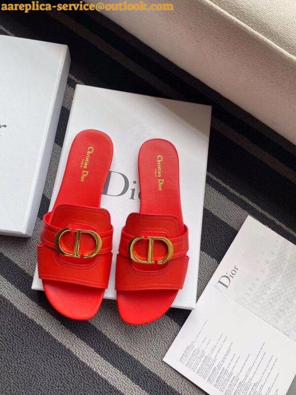 Replica Dior 30 Montaigne Slides In Red Calfskin 8