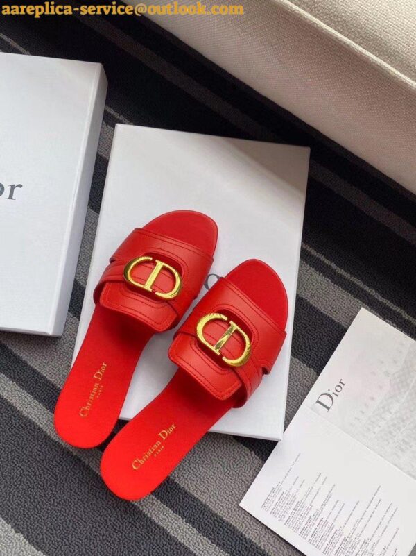 Replica Dior 30 Montaigne Slides In Red Calfskin 9