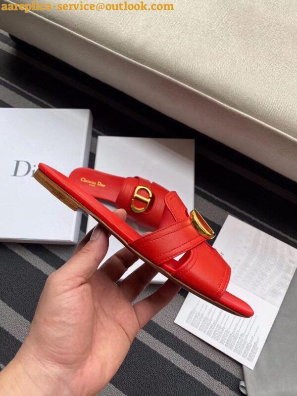 Replica Dior 30 Montaigne Slides In Red Calfskin 10