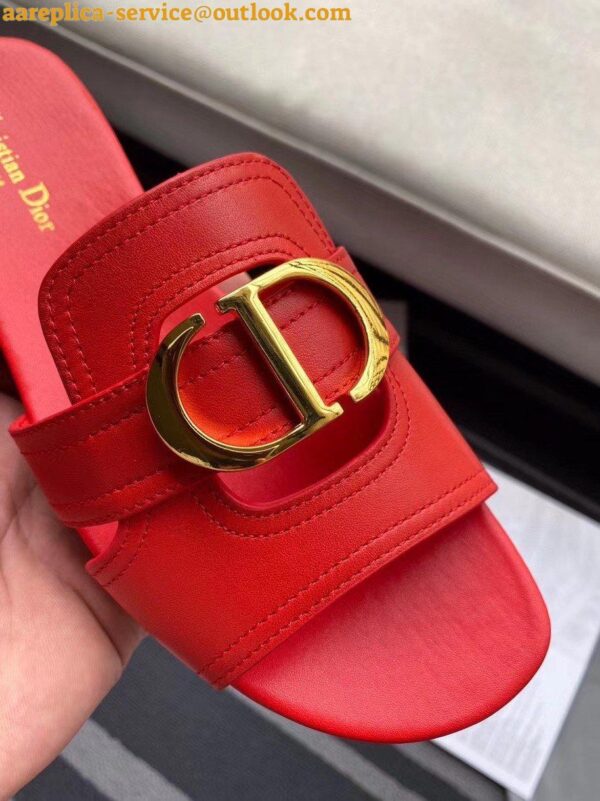 Replica Dior 30 Montaigne Slides In Red Calfskin 11