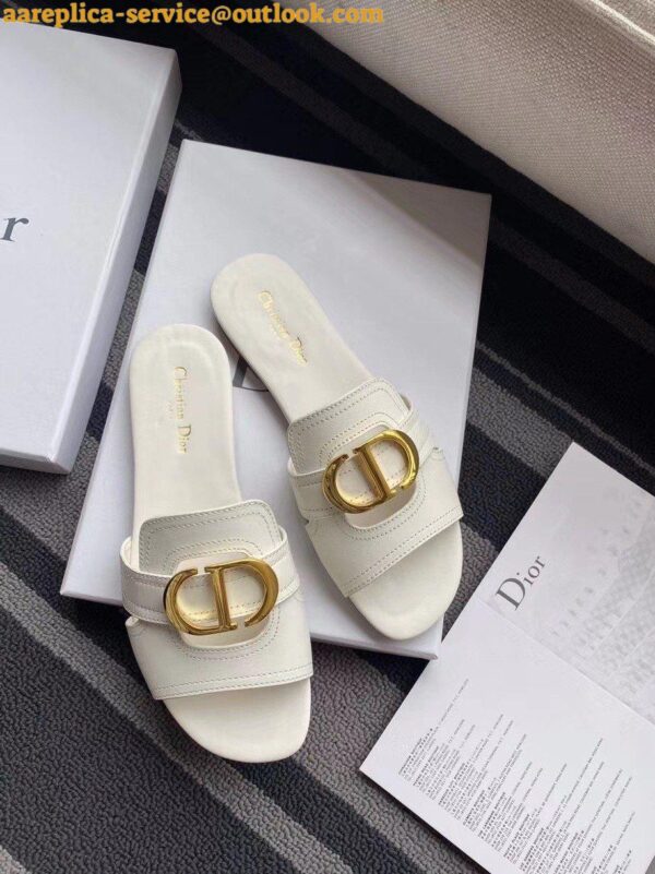 Replica Dior 30 Montaigne Slides In White Calfskin 5