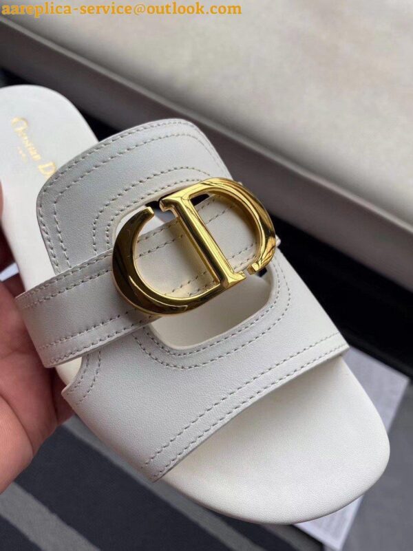 Replica Dior 30 Montaigne Slides In White Calfskin 6