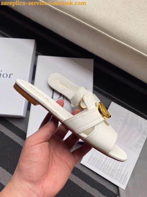 Replica Dior 30 Montaigne Slides In White Calfskin 7