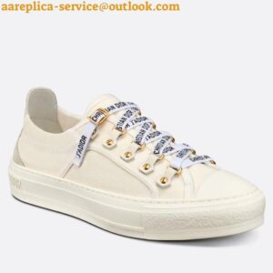 Replica Dior Walk'n'Dior Sneakers in White Canvas and Suede Calfskin