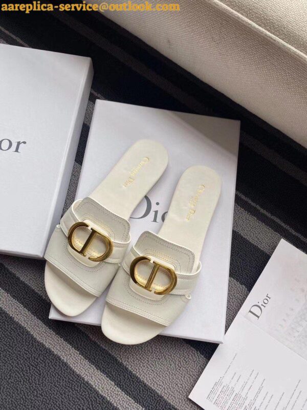 Replica Dior 30 Montaigne Slides In White Calfskin 8