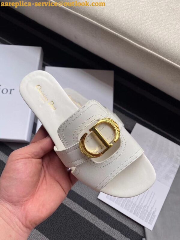 Replica Dior 30 Montaigne Slides In White Calfskin 10