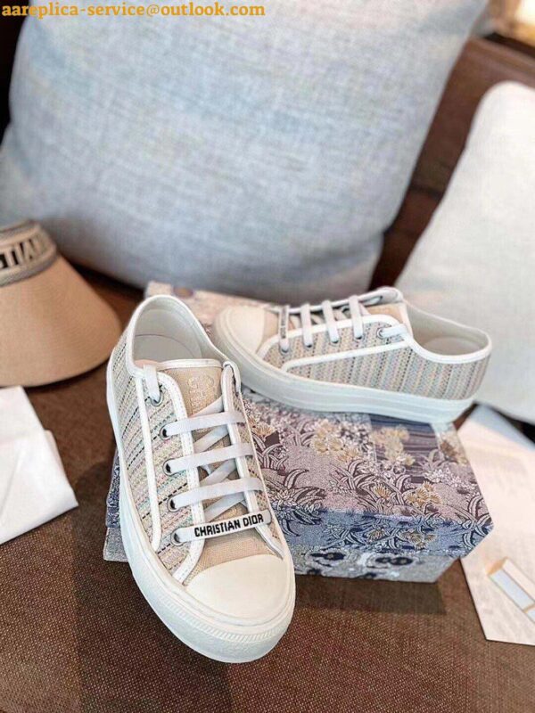 Replica Dior Walk'n'Dior Sneakers In Thread Embroidered Cotton 14