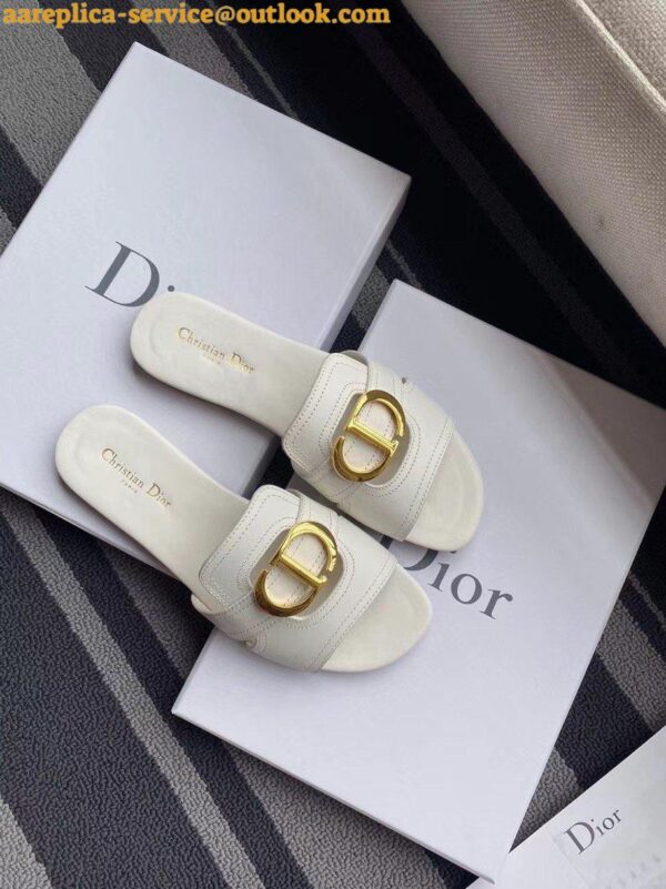 Replica Dior 30 Montaigne Slides In White Calfskin 11