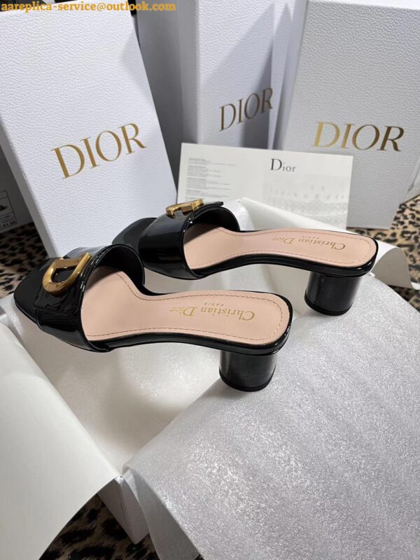 Replica Dior C'est Heeled 50MM Slides in Black Patent Calfskin 8