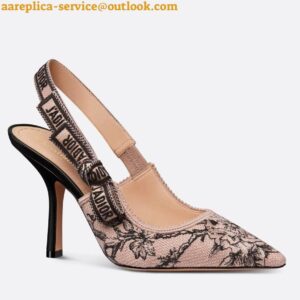 Replica Dior J'Adior Slingback Pumps 100mm In Nude Jardin Botanique Embroidery Cotton