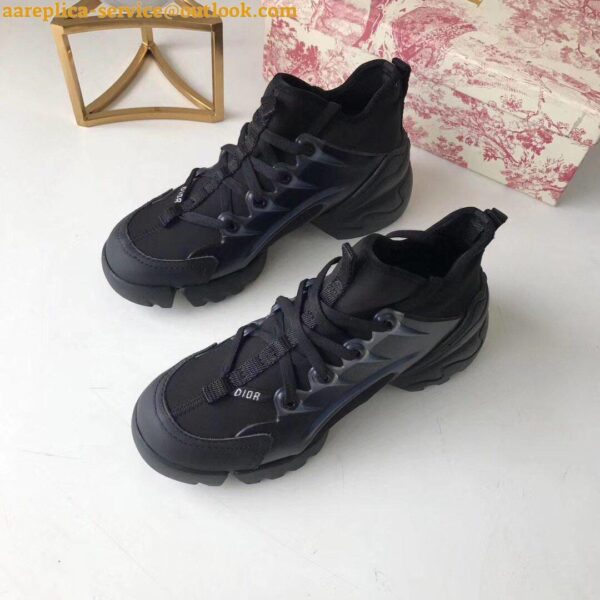 Replica Dior D-Connect Sneakers In Black Technical Fabric 5