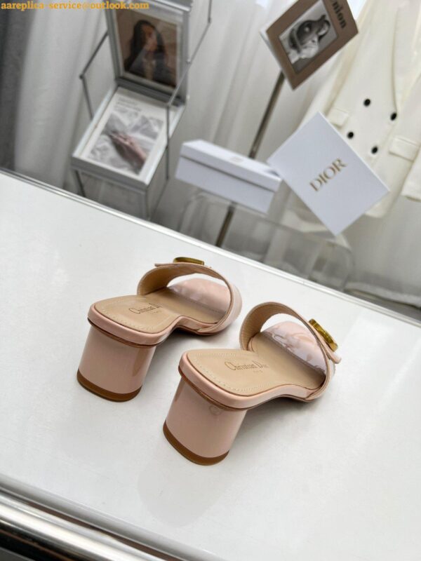 Replica Dior C'est Heeled 50MM Slides in Nude Patent Calfskin 8