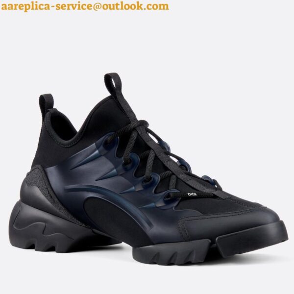 Replica Dior D-Connect Sneakers In Black Technical Fabric 6