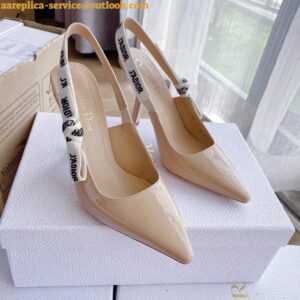 Replica Dior J'Adior Slingback Pumps 100mm In Nude Patent Calfskin