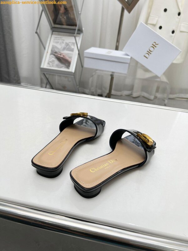 Replica Dior C'est Slides in Black Patent Calfskin 5