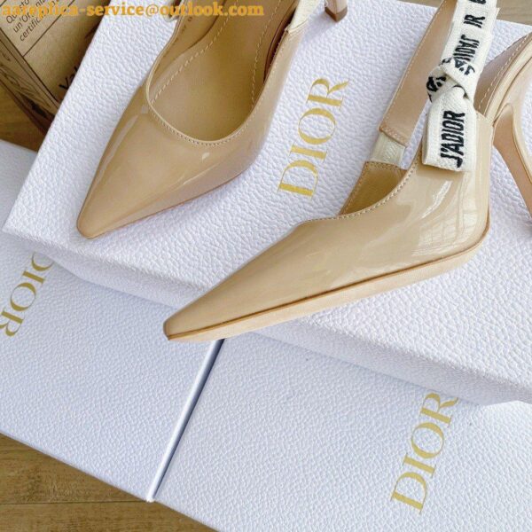 Replica Dior J'Adior Slingback Pumps 100mm In Nude Patent Calfskin 6