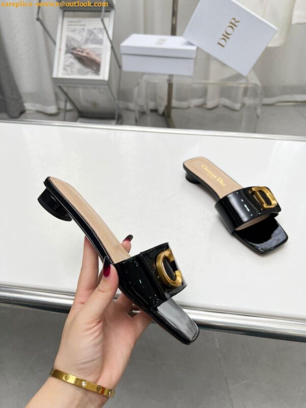 Replica Dior C'est Slides in Black Patent Calfskin 7