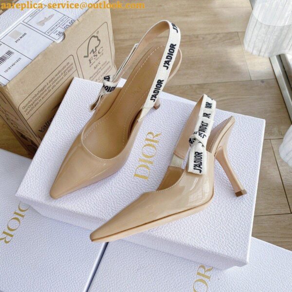 Replica Dior J'Adior Slingback Pumps 100mm In Nude Patent Calfskin 8